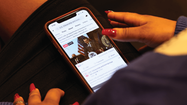 A Facebook livestream of a naturalization ceremony held at New York City's Public Library for the Performing Arts in on April 28, 2021.